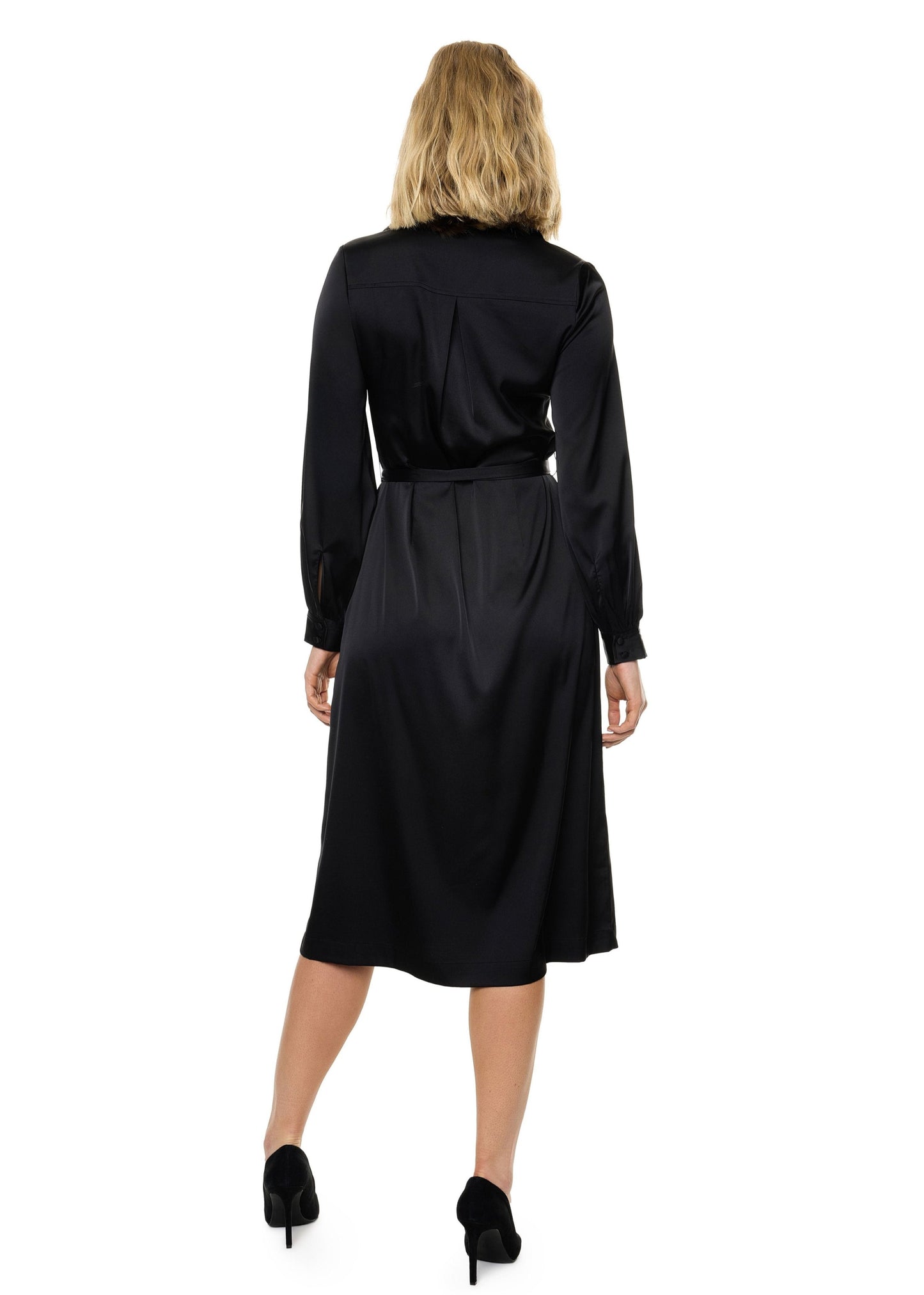 Durchgeknöpftes Langarmhemd-Kleid (einfarbig)