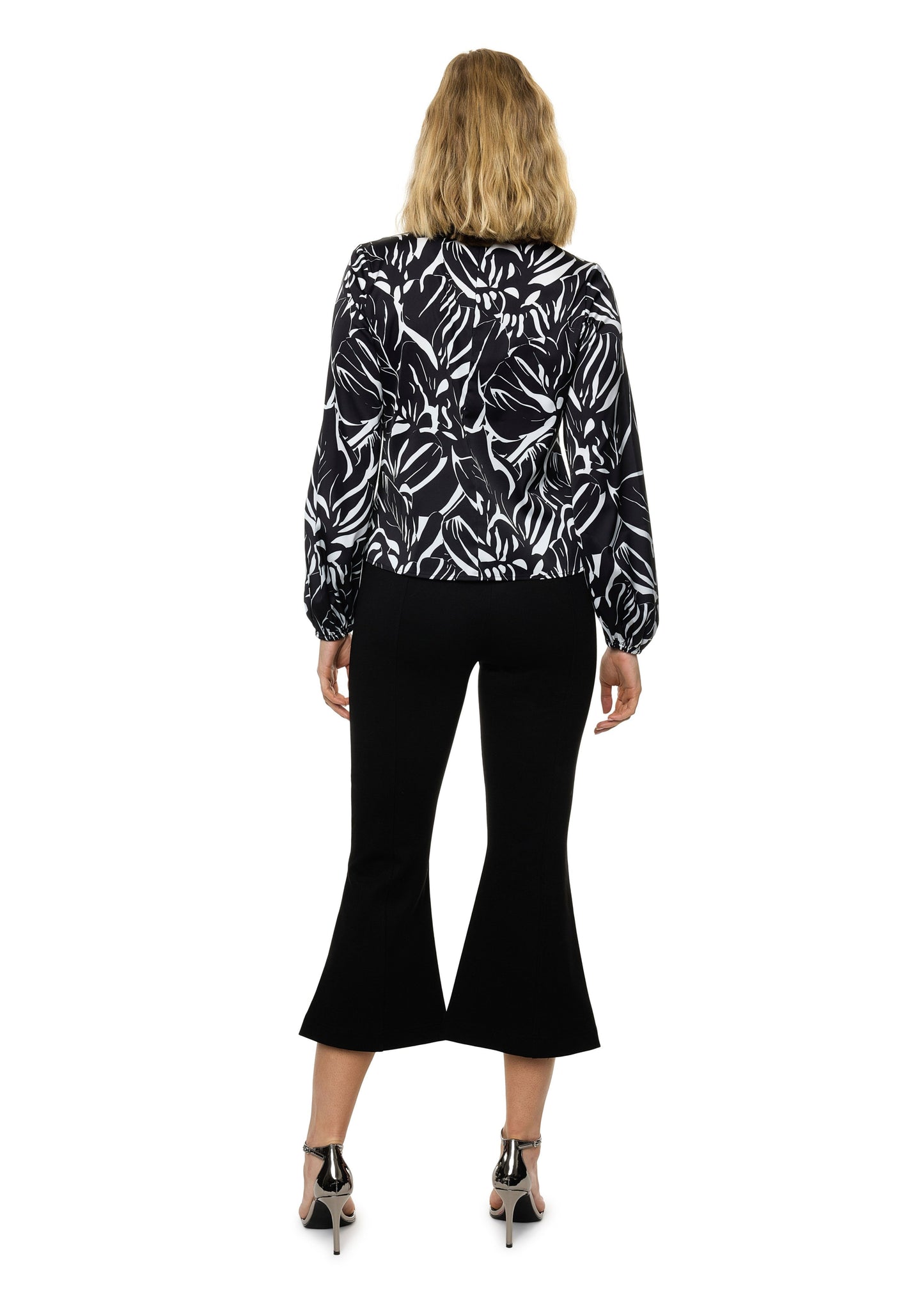 Drapiertes Langarmshirt mit Stehkragen ( bedruckt )