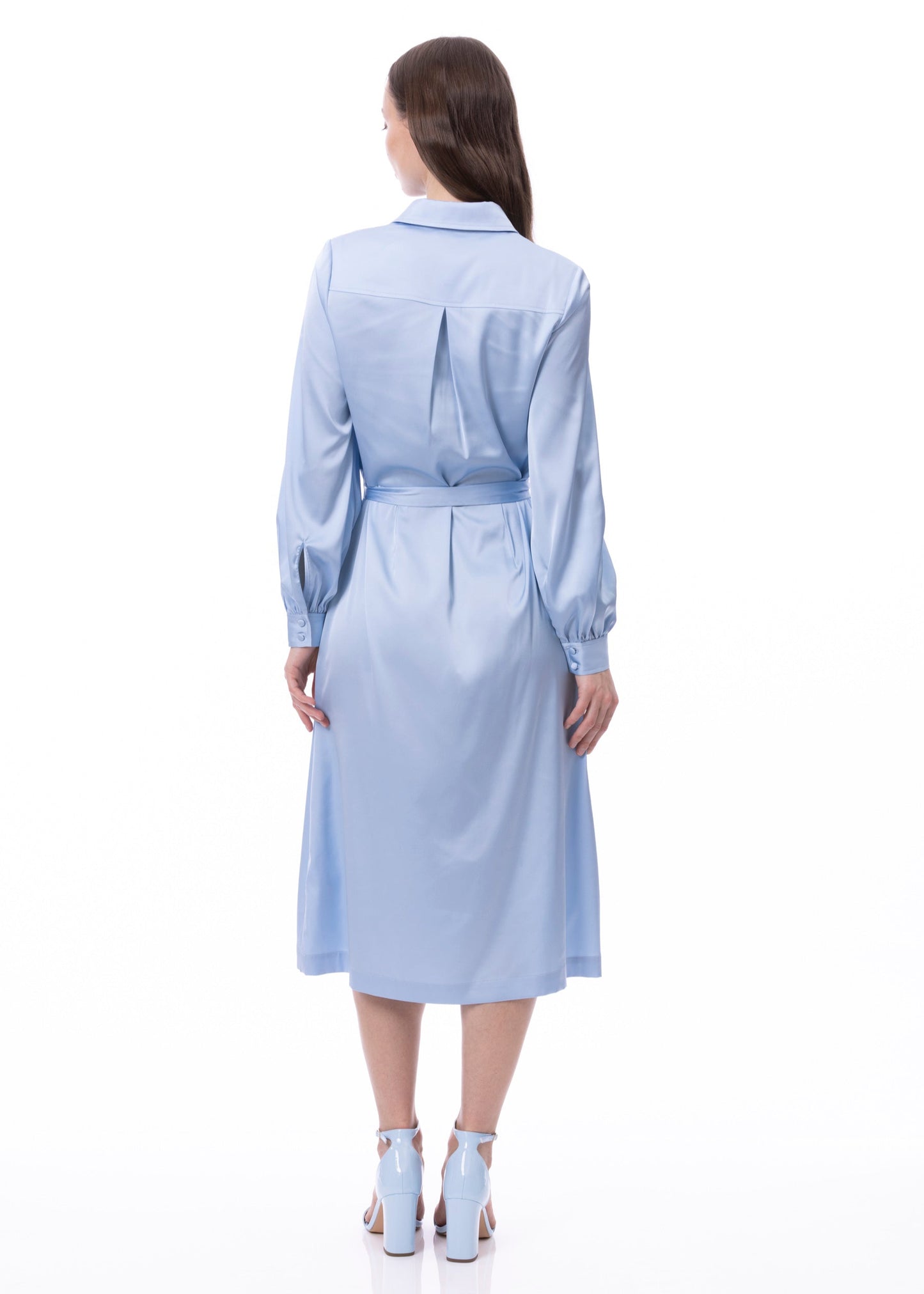 Vestido camisero de manga larga con botones (liso)