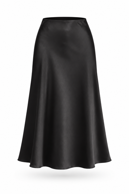 Trumpet Bias Skirt In Black Solid