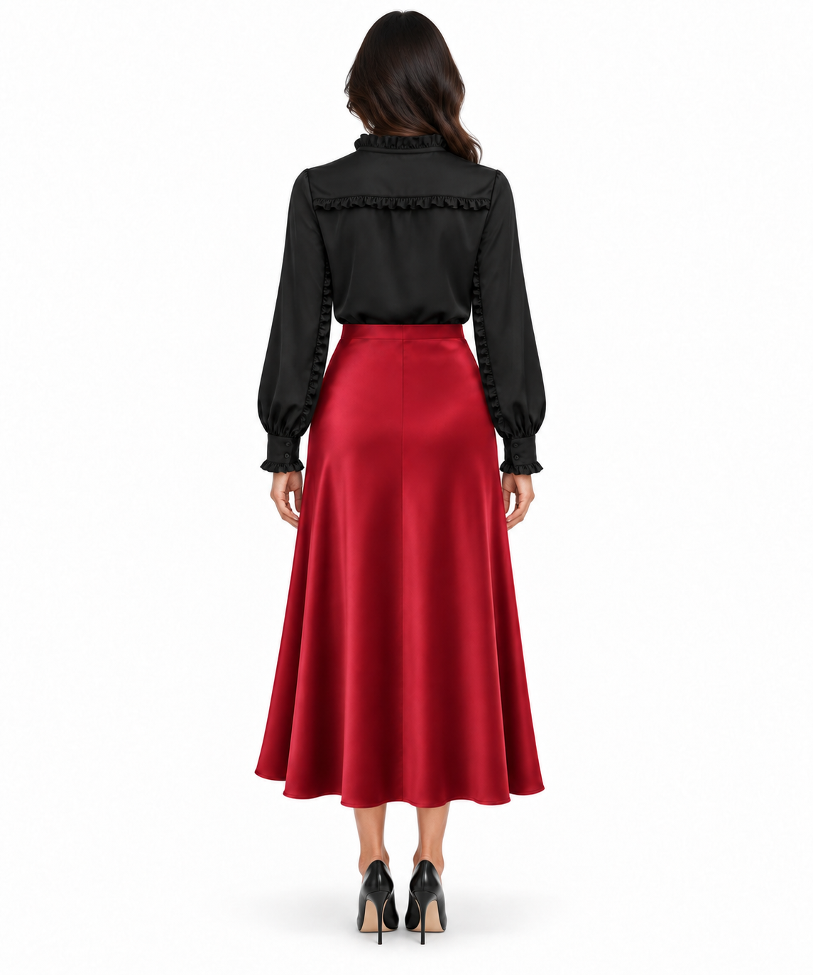 Trumpet Bias Skirt In Burgundy Solid