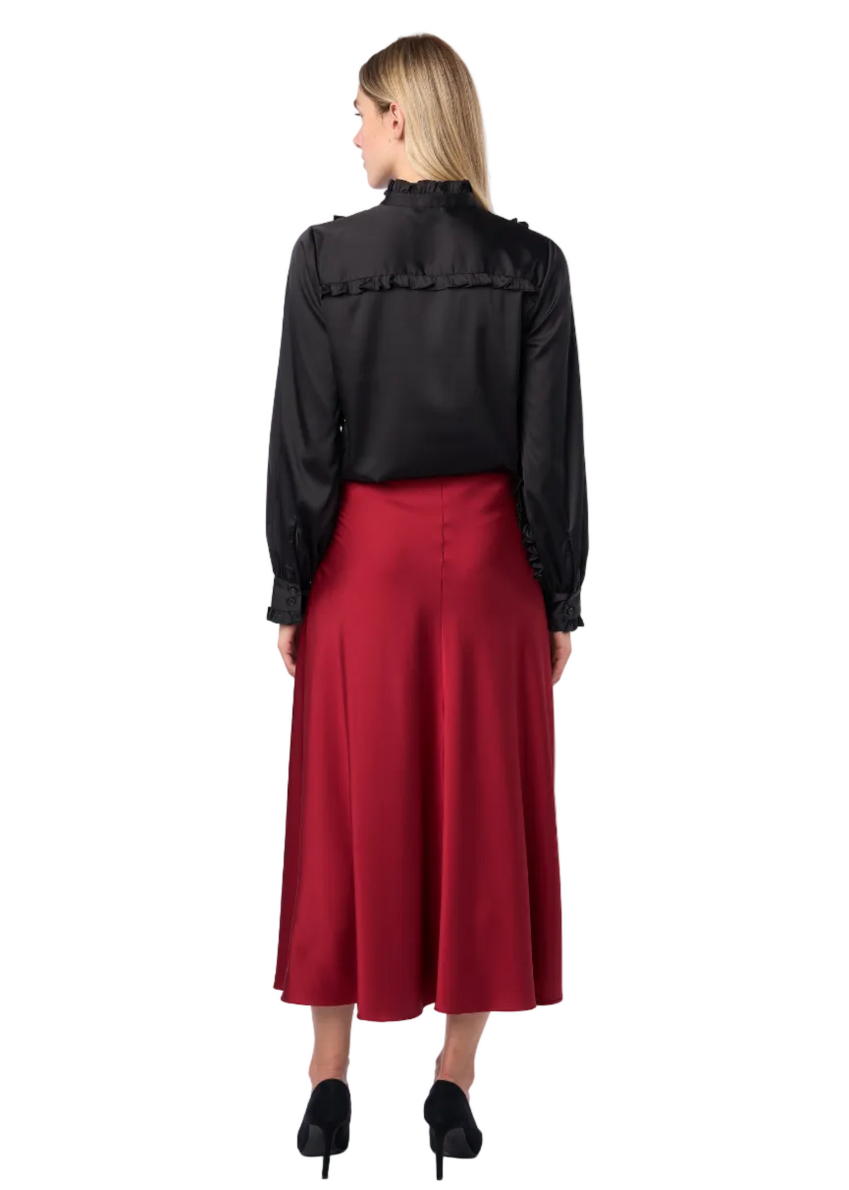 Trumpet Bias Skirt In Burgundy Solid