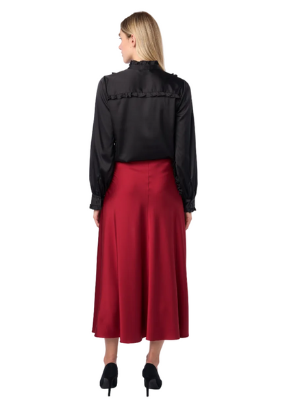Trumpet Bias Skirt In Burgundy Solid