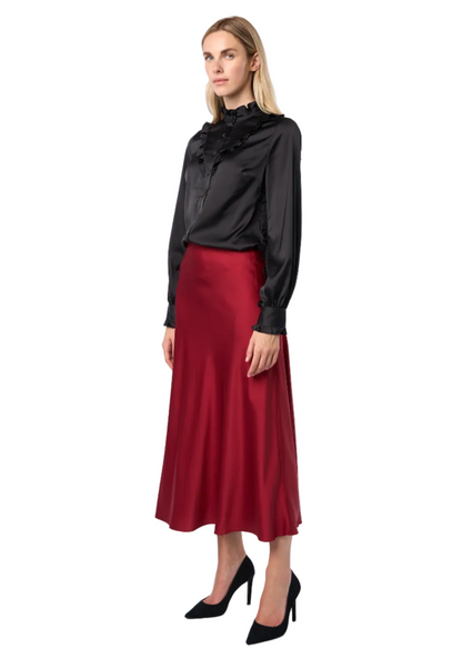 Trumpet Bias Skirt In Burgundy Solid