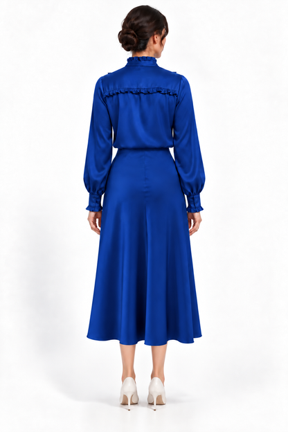Trumpet Bias Skirt In Cobalt Solid