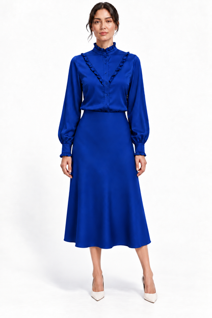 Trumpet Bias Skirt In Cobalt Solid