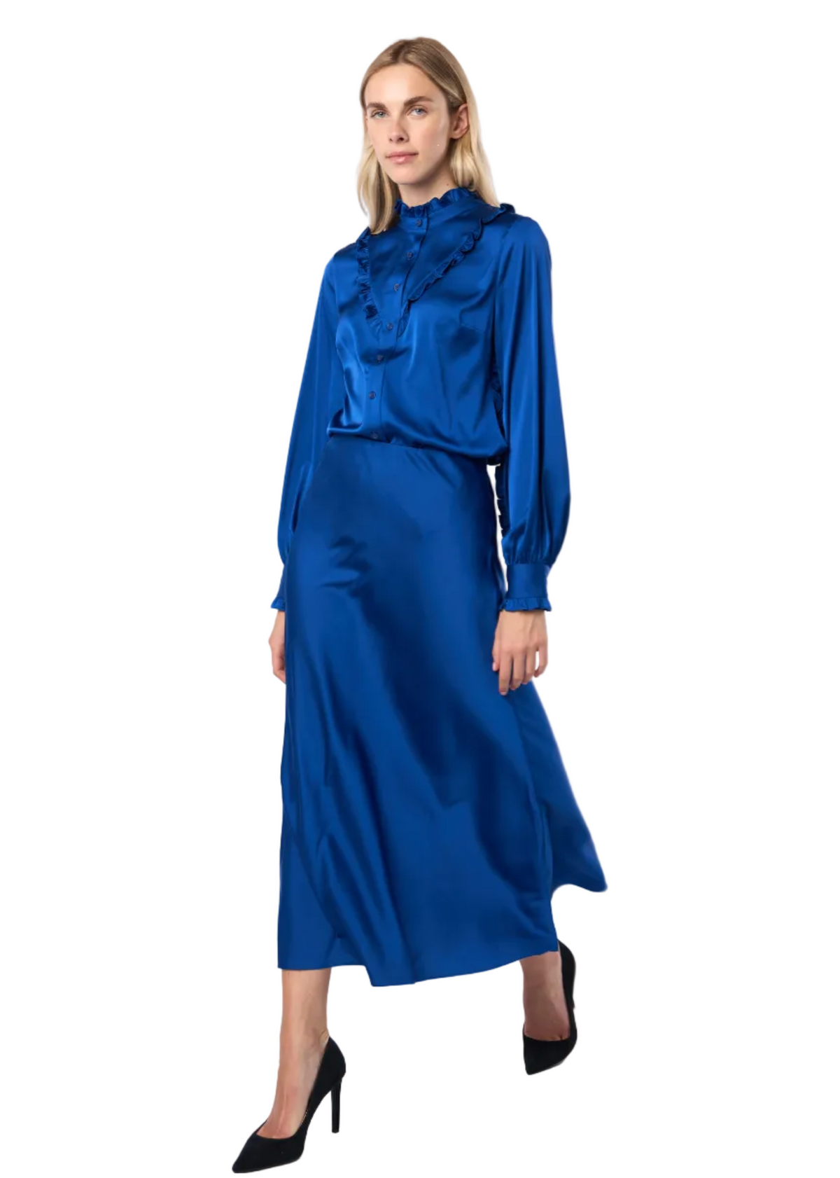 Trumpet Bias Skirt In Cobalt Solid