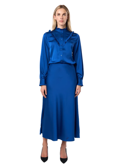 Trumpet Bias Skirt In Cobalt Solid