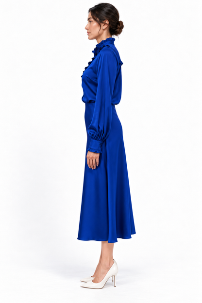 Trumpet Bias Skirt In Cobalt Solid