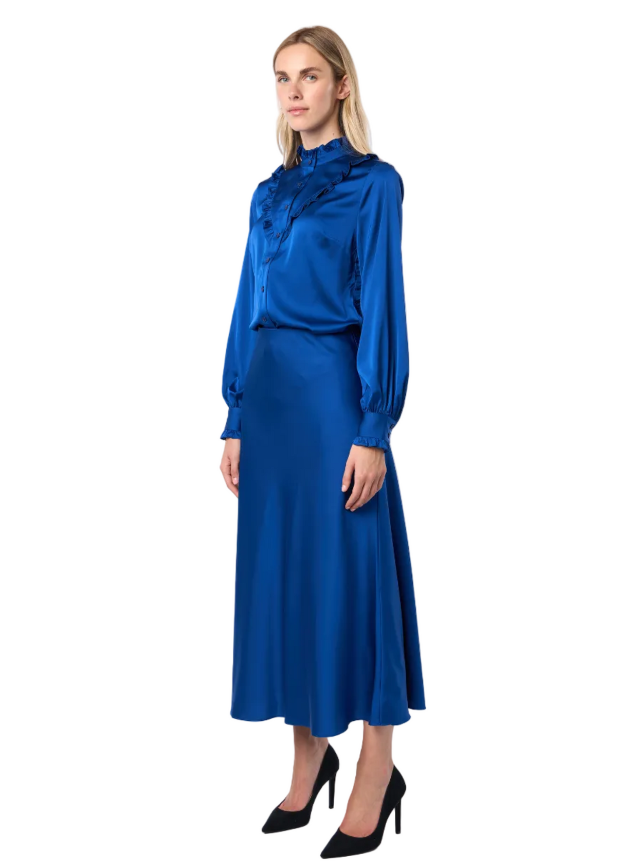 Trumpet Bias Skirt In Cobalt Solid