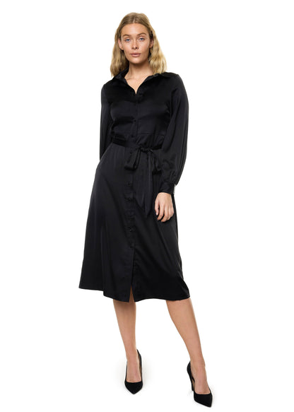 Button Down Long Sleeve Shirt Dress (Solid)