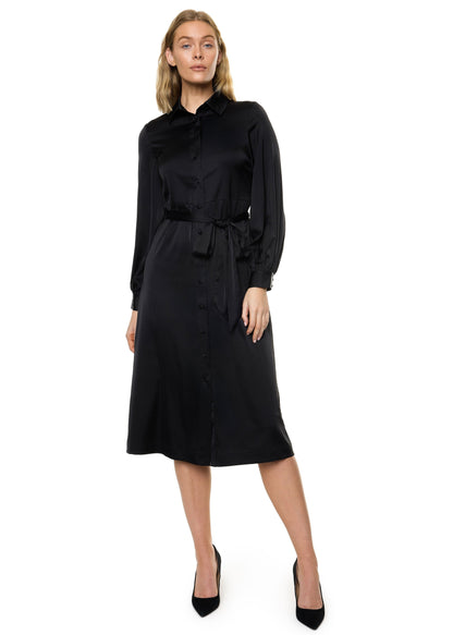 Button Down Long Sleeve Shirt Dress (Solid)