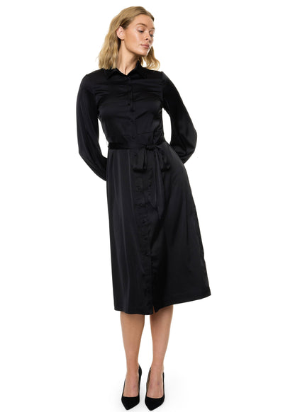 Button Down Long Sleeve Shirt Dress (Solid)