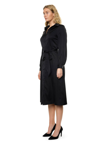 Button Down Long Sleeve Shirt Dress (Solid)