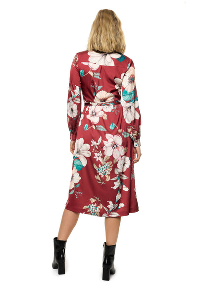 Button Down Long Sleeve Shirt Dress (Print)