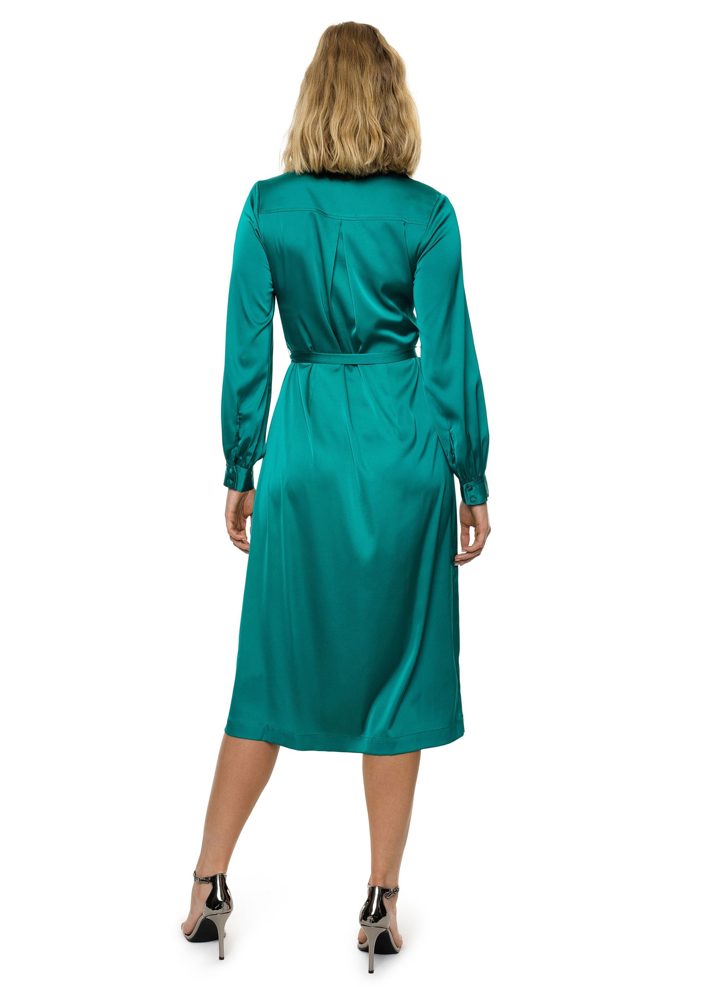 Button Down Long Sleeve Shirt Dress (Solid)