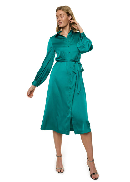 Button Down Long Sleeve Shirt Dress (Solid)