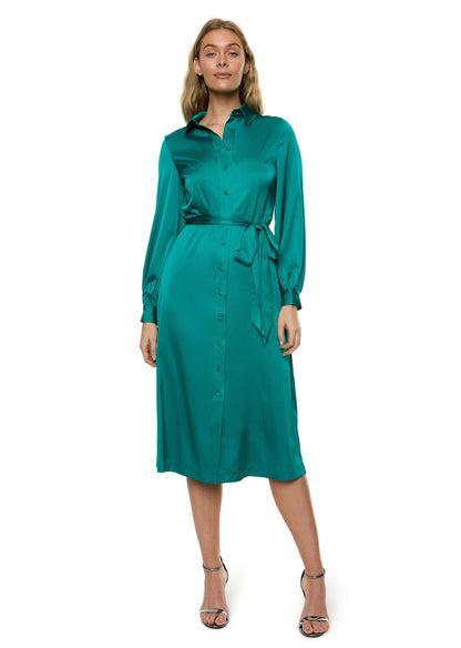 Button Down Long Sleeve Shirt Dress (Solid)