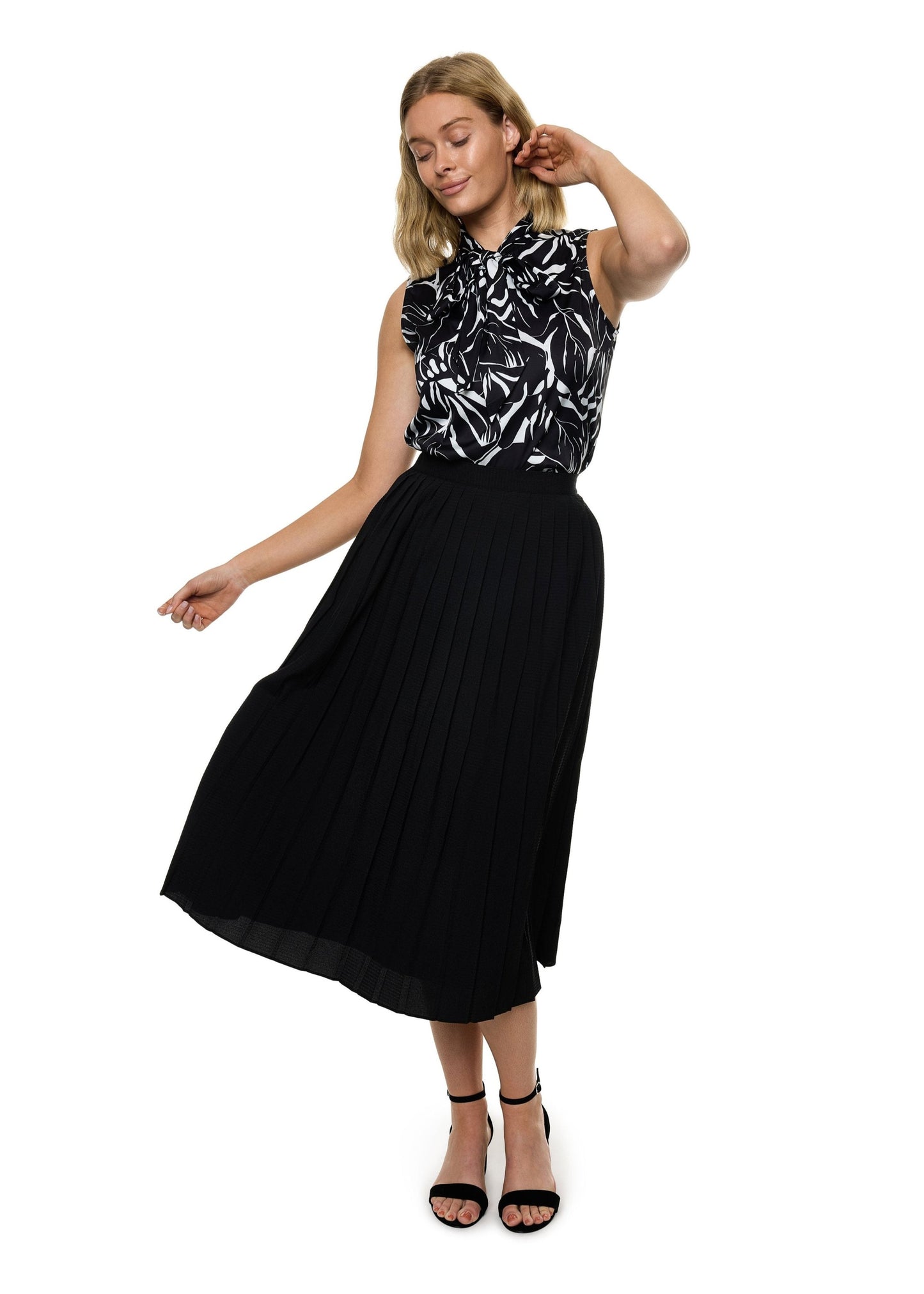 Pleated Midi Skirt (Solid)
