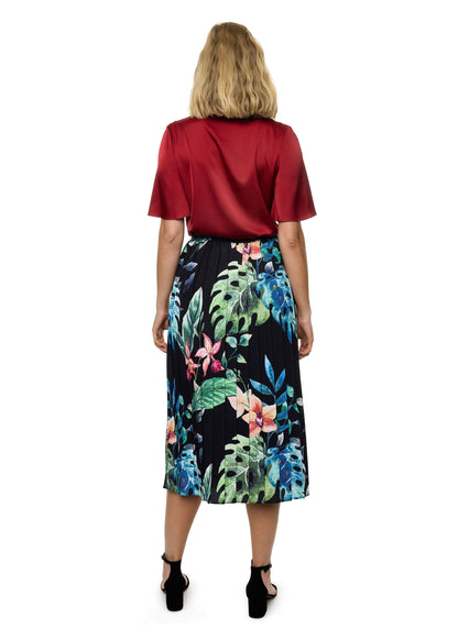 Pleated Midi Skirt (Print)