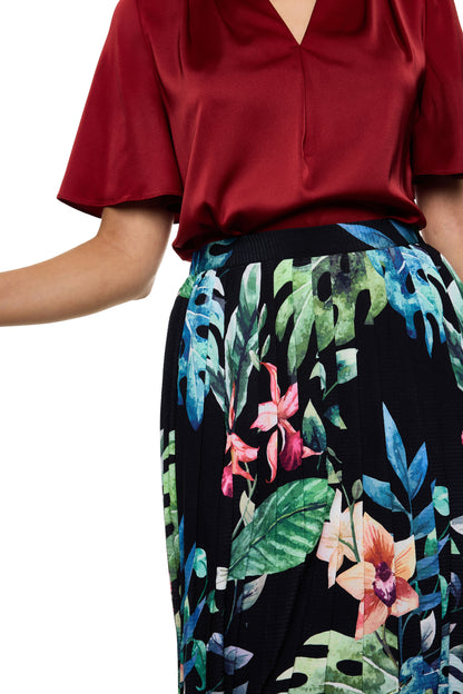 Pleated Midi Skirt (Print)