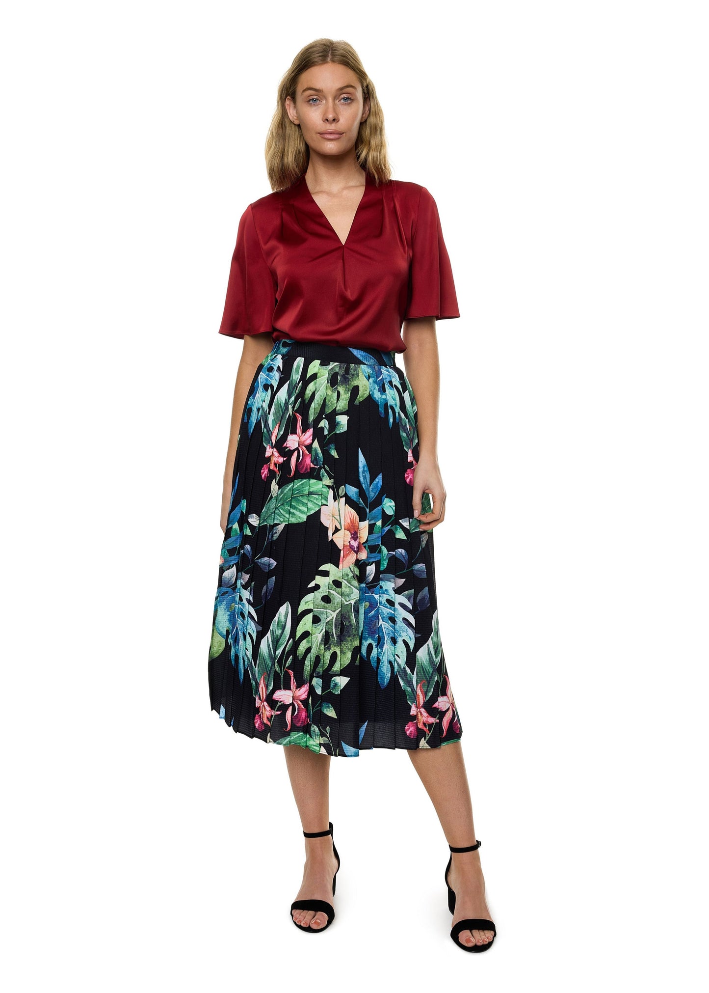 Pleated Midi Skirt (Print)