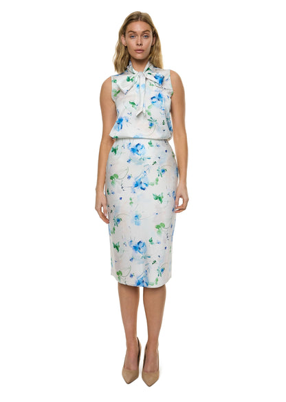 Bow Tie Sleeveless Blouse (Print)