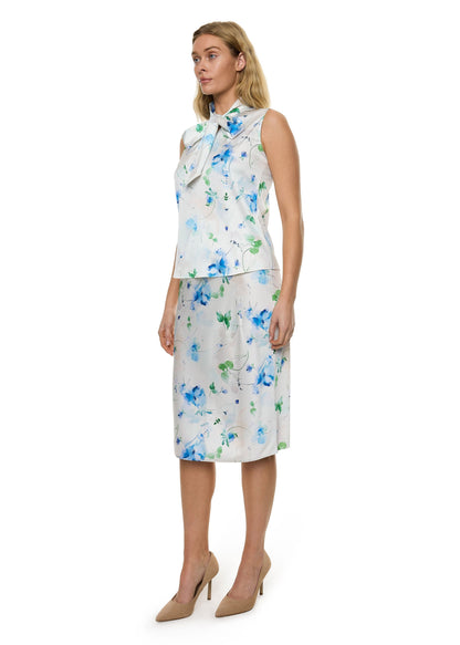 Bow Tie Sleeveless Blouse (Print)