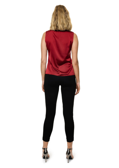 Bow Tie Sleeveless Blouse (Solid)