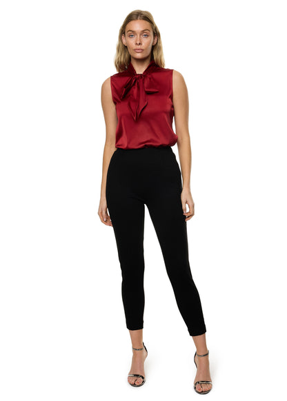 Bow Tie Sleeveless Blouse (Solid)