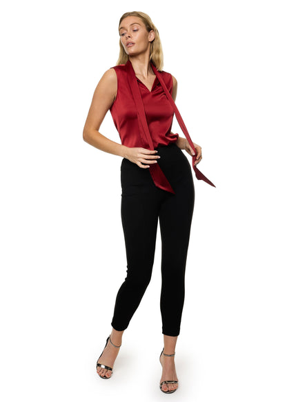 Bow Tie Sleeveless Blouse (Solid)