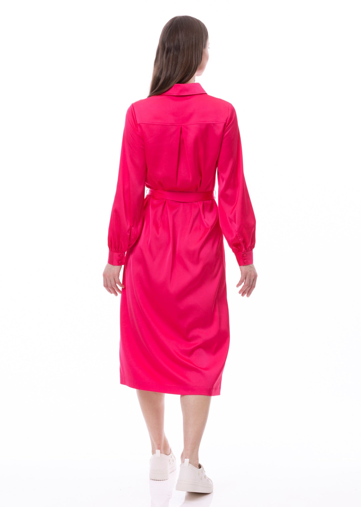Button Down Long Sleeve Shirt Dress (Solid) CARLOSLINES Button Down Long Sleeve Shirt Dress (Solid) CARLOSLINES