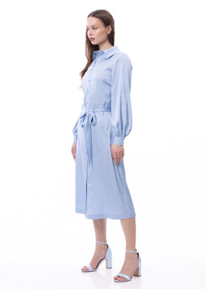 Button Down Long Sleeve Shirt Dress (Solid)